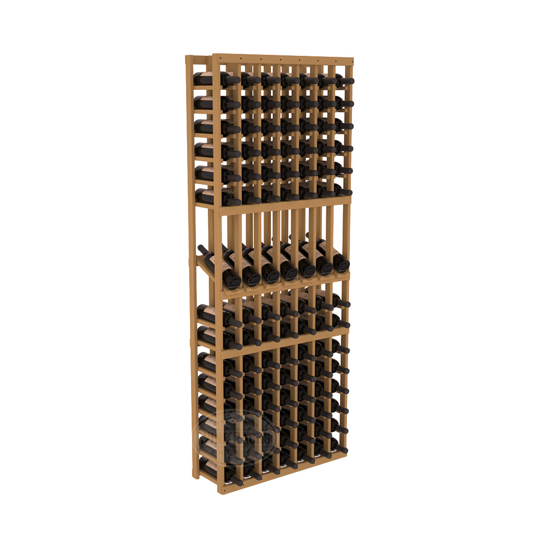 InstaCellar 7 Column Display Row Rack – Ponderosa Pine / Oak stained