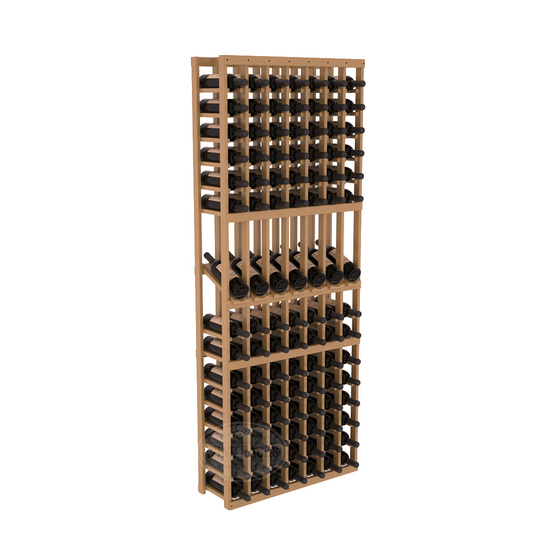 InstaCellar 7 Column Display Row Rack – Ponderosa Pine / Oak stained