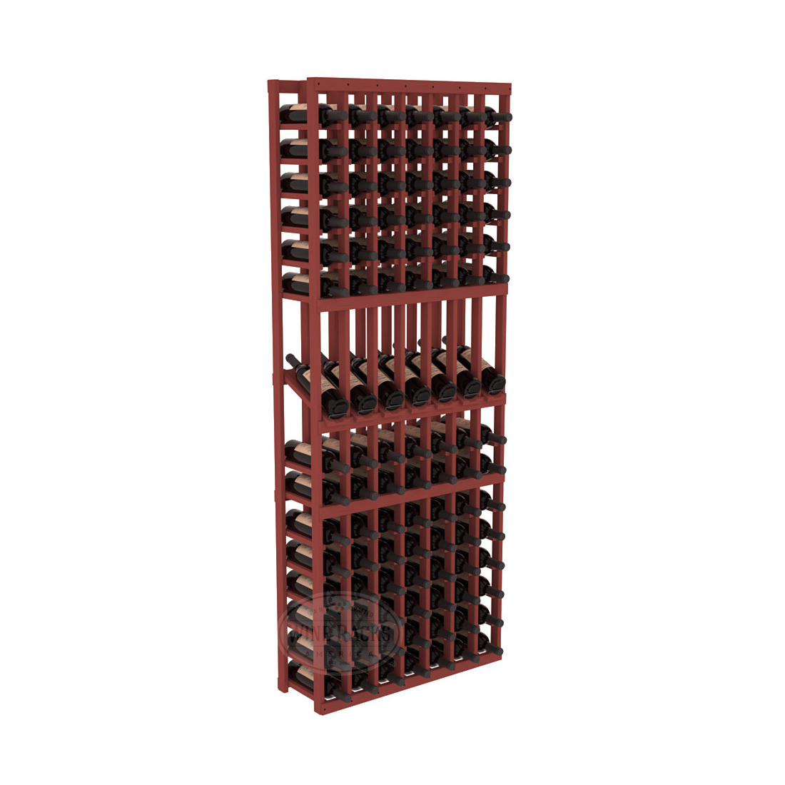 InstaCellar 7 Column Display Row Rack – Ponderosa Pine / Cherry stained