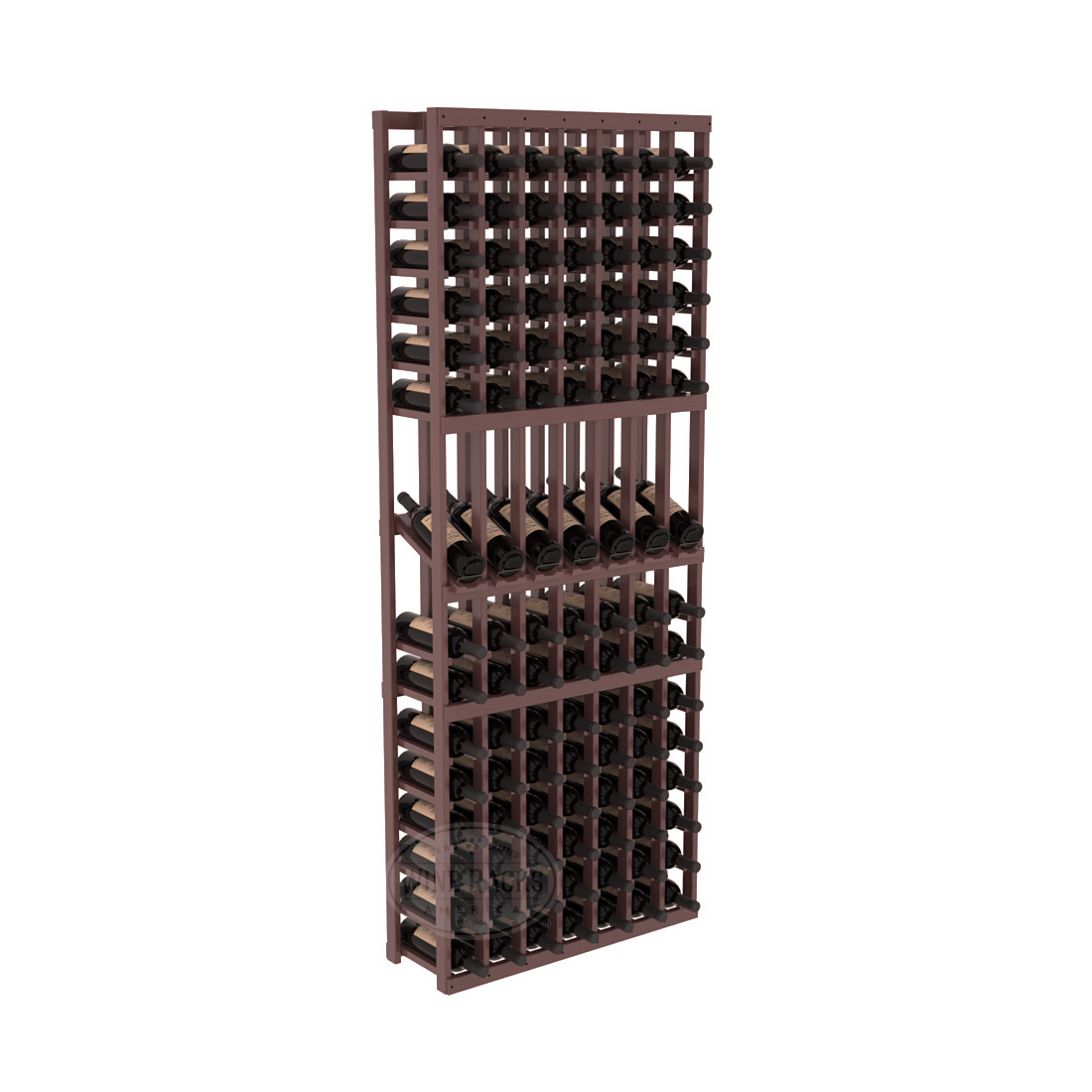 InstaCellar 7 Column Display Row Rack – Ponderosa Pine / Walnut stained