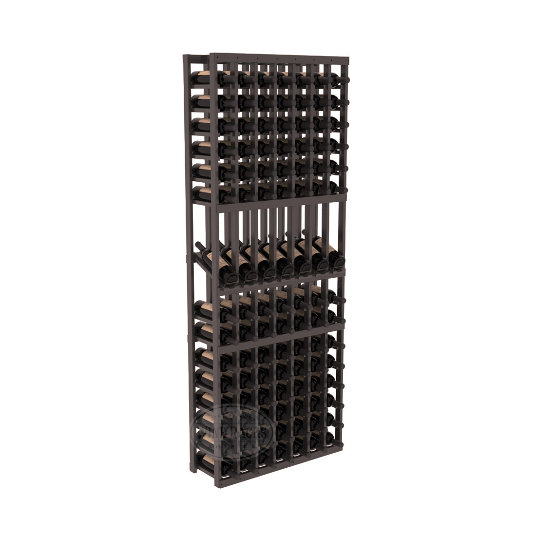 InstaCellar 7 Column Display Row Rack – Ponderosa Pine / Black stained