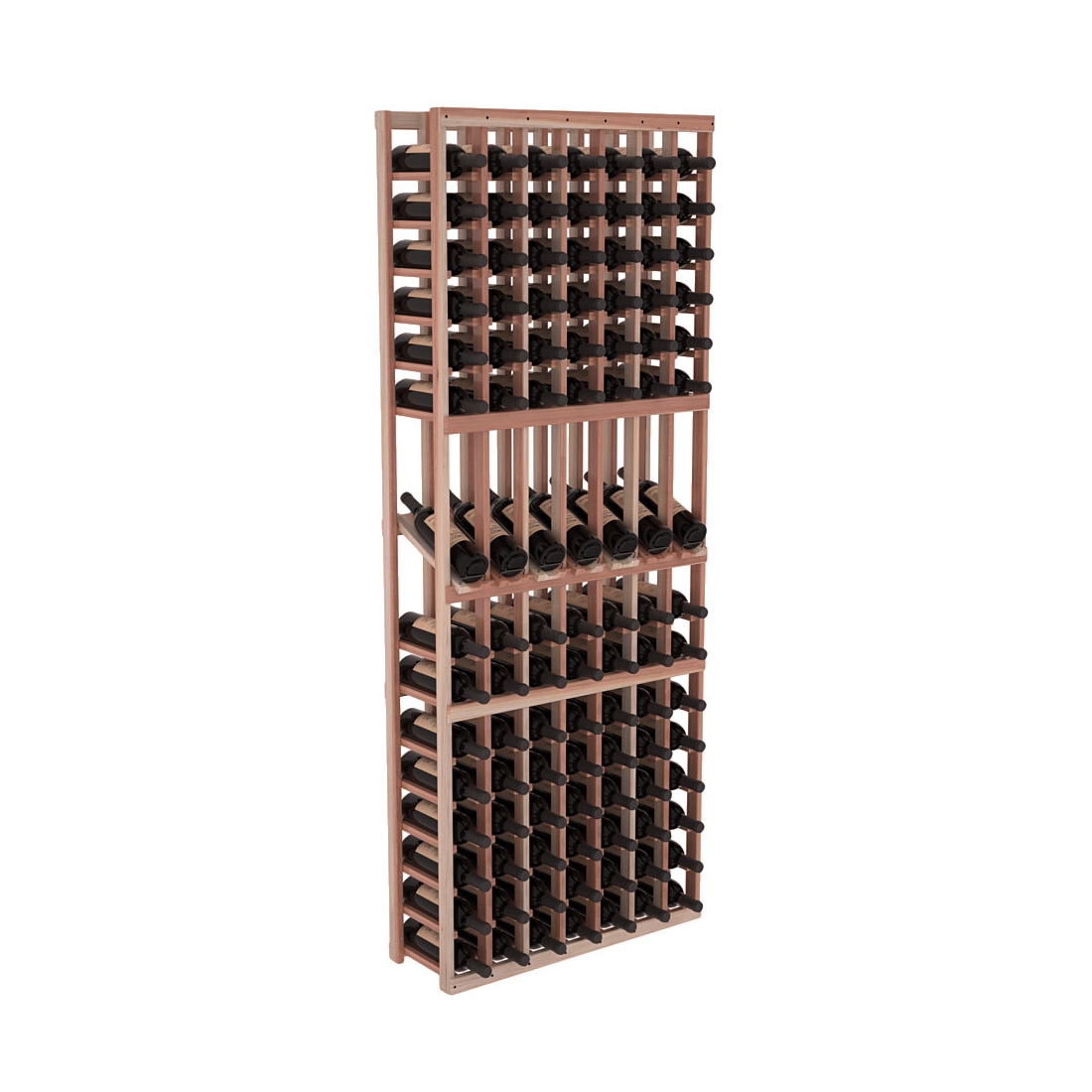 InstaCellar 7 Column Display Row Rack – Premium Redwood / Unstained