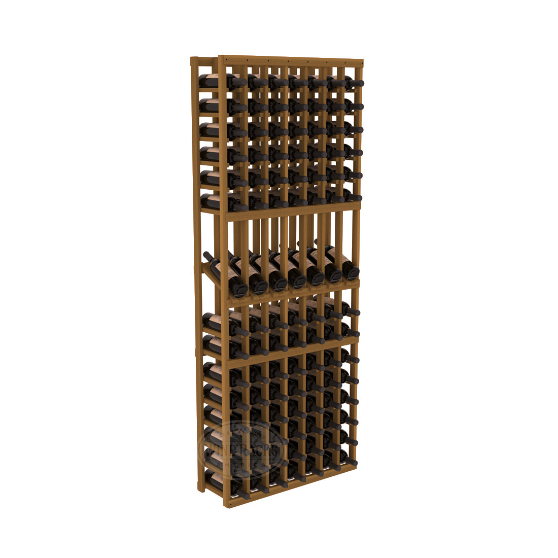 InstaCellar 7 Column Display Row Rack – Premium Redwood / Oak stained