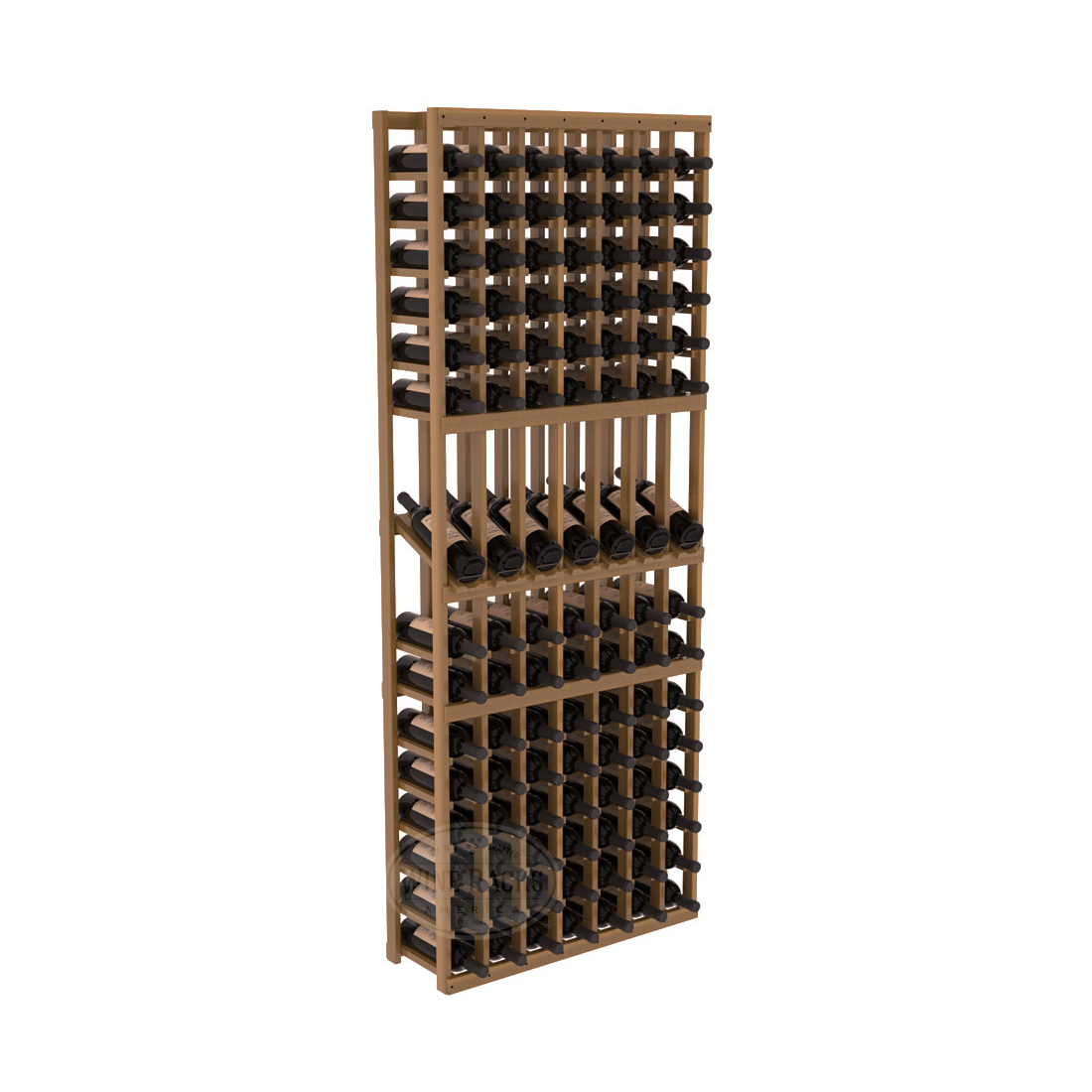InstaCellar 7 Column Display Row Rack – Premium Redwood / Oak stained