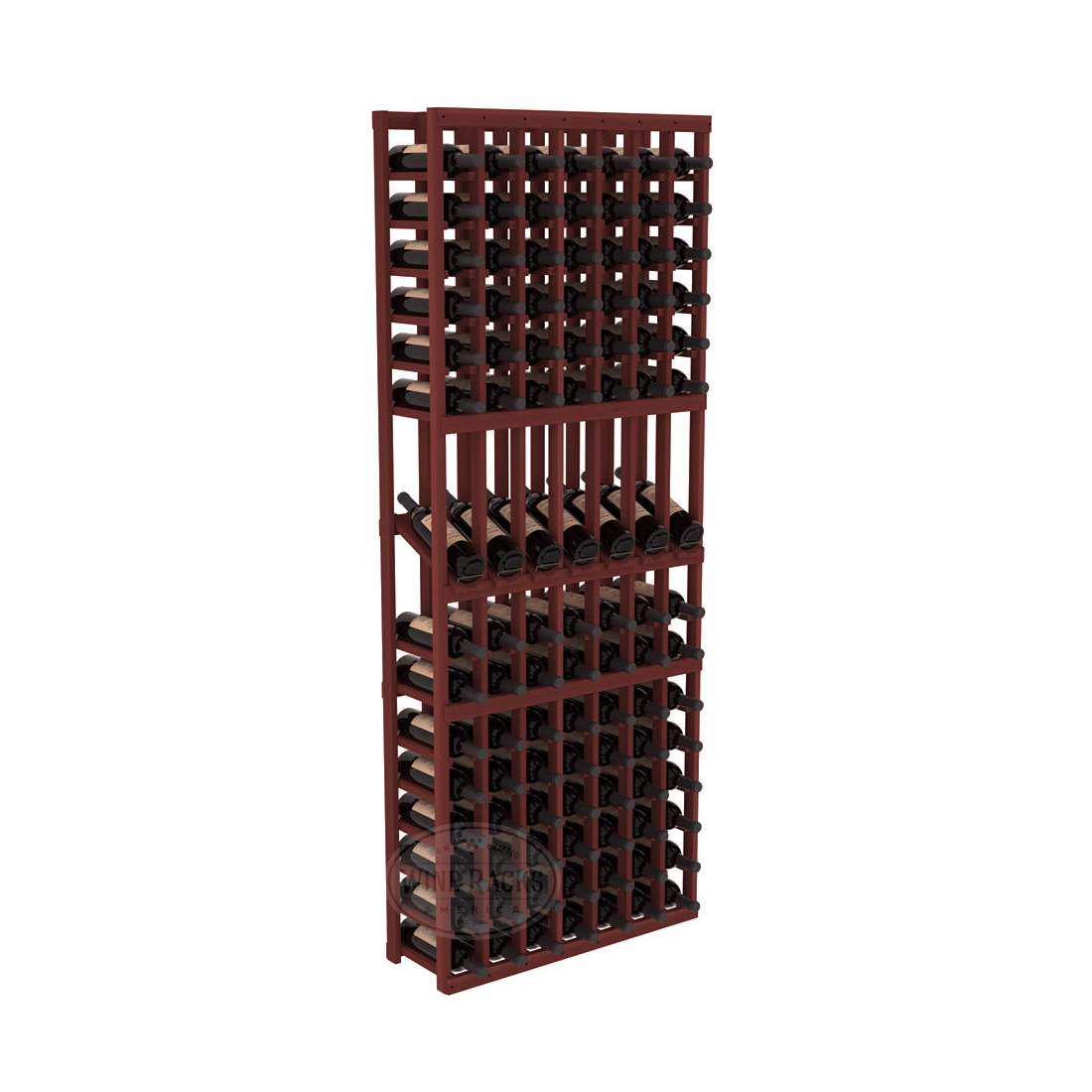InstaCellar 7 Column Display Row Rack – Premium Redwood / Cherry stained