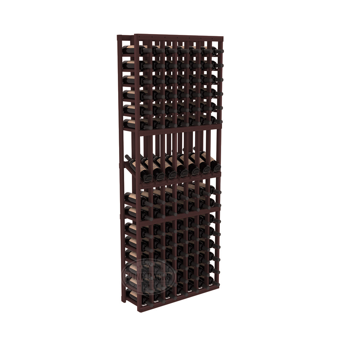 InstaCellar 7 Column Display Row Rack – Premium Redwood / Walnut stained