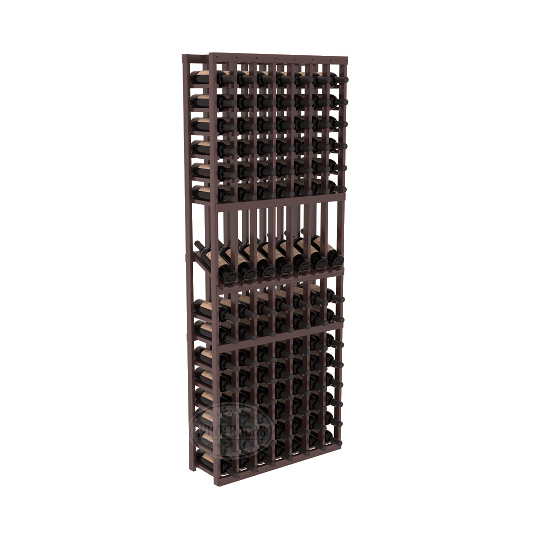 InstaCellar 7 Column Display Row Rack – Premium Redwood / Walnut stained