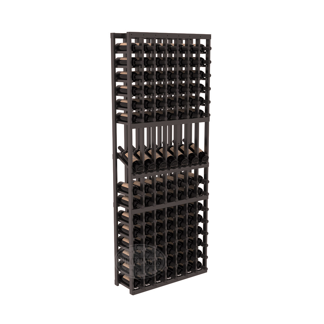 InstaCellar 7 Column Display Row Rack – Premium Redwood / Black stained