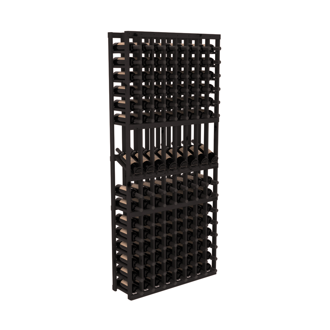InstaCellar 8 Column Display Row Rack – Knotty Alder / Black stained