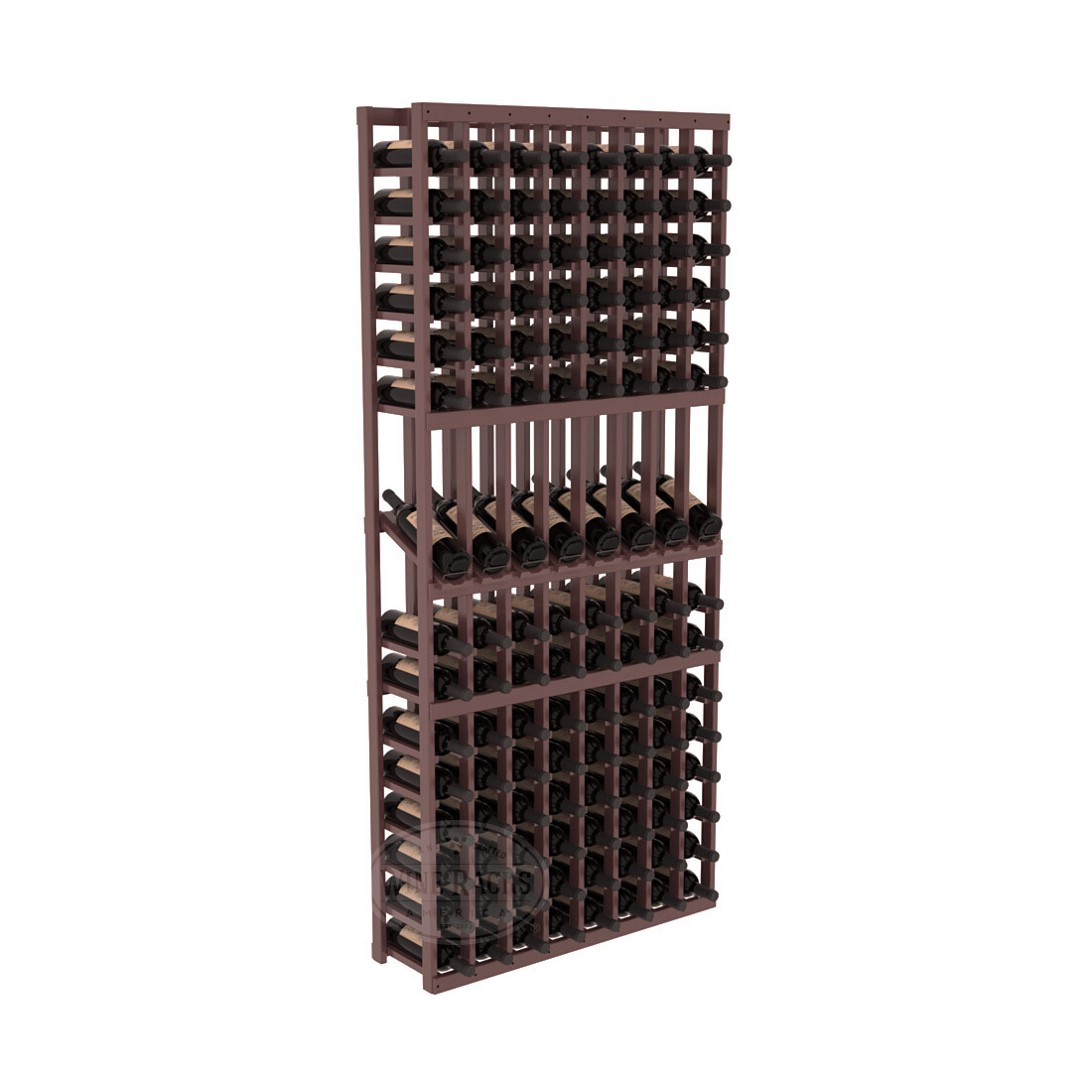 InstaCellar 8 Column Display Row Rack – Ponderosa Pine / Walnut stained