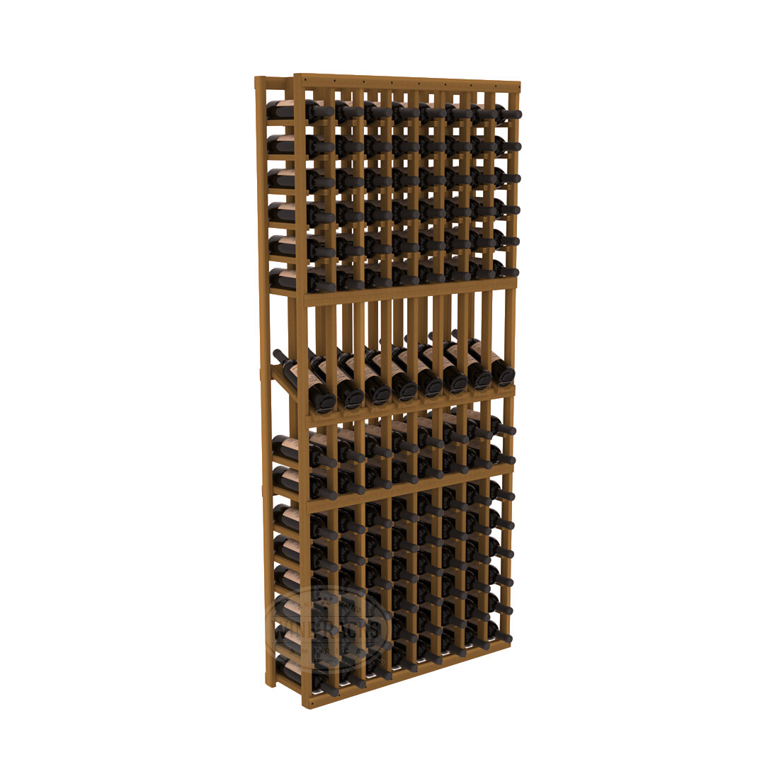 InstaCellar 8 Column Display Row Rack – Premium Redwood / Oak stained