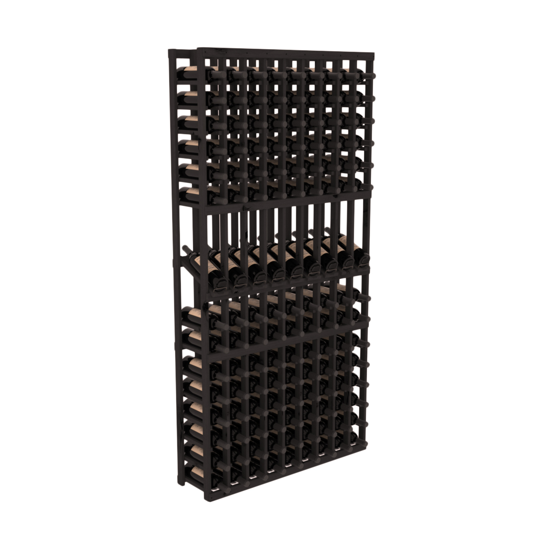 InstaCellar 9 Column Display Row Rack – Knotty Alder / Black stained