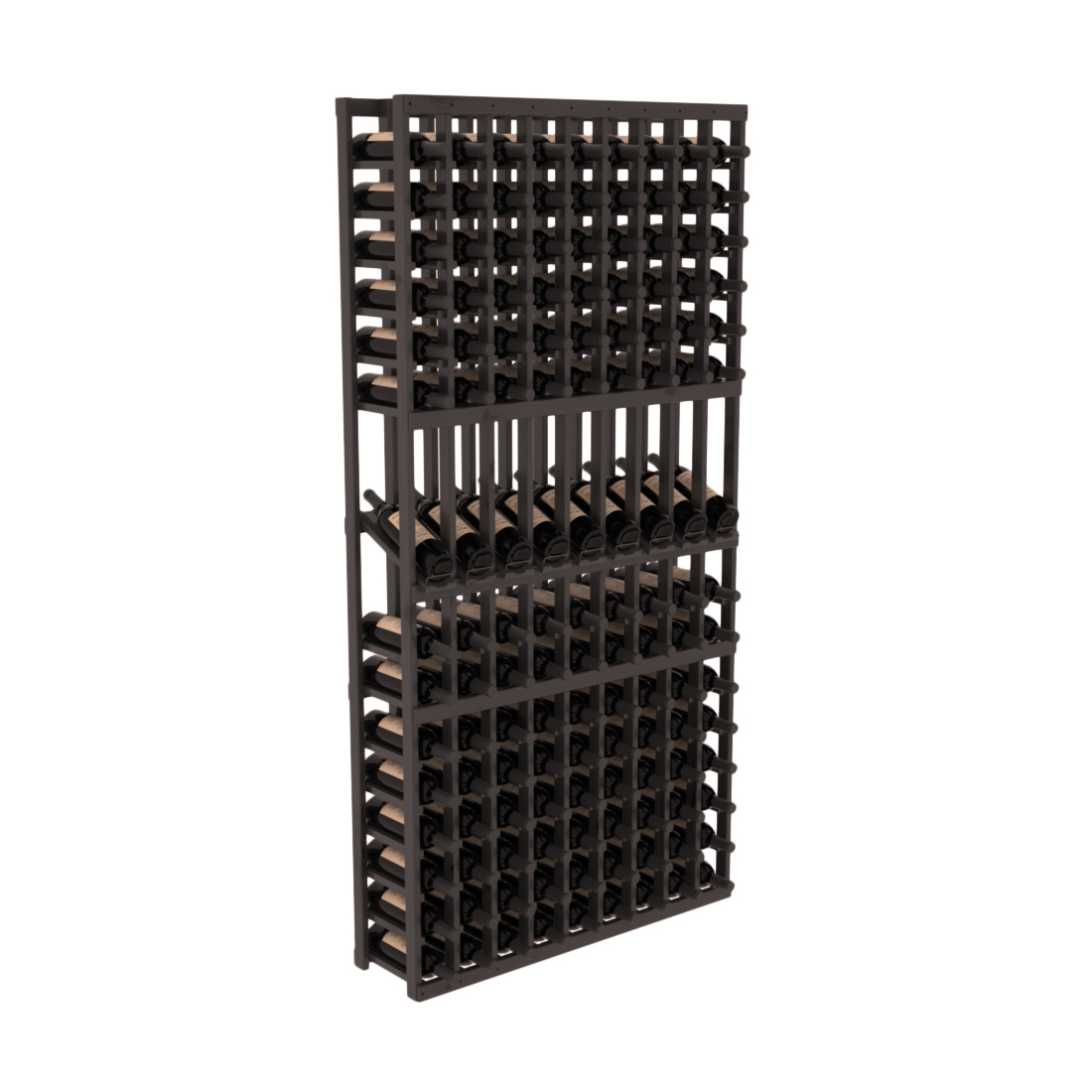 InstaCellar 9 Column Display Row Rack – Knotty Alder / Black stained