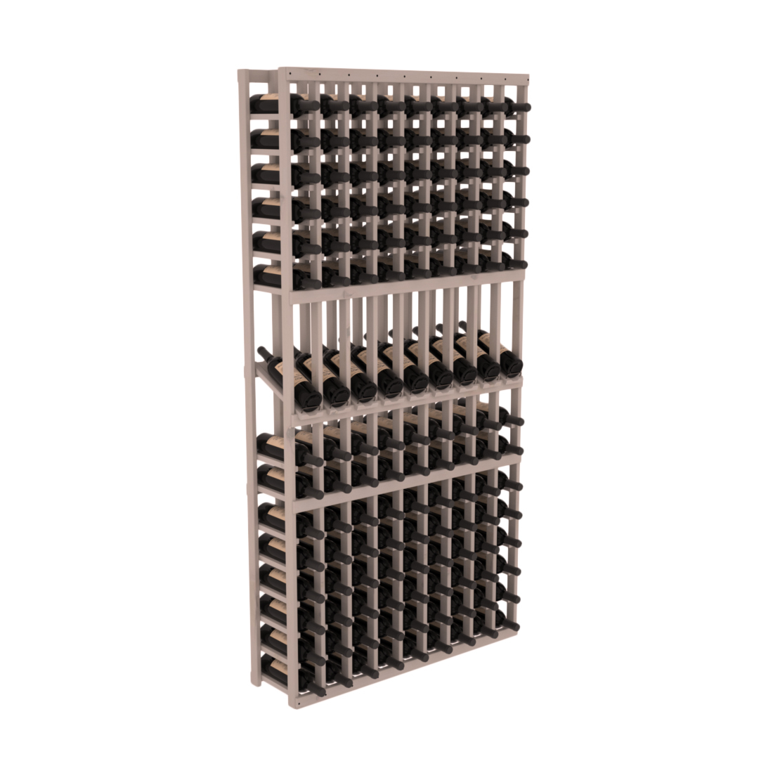 InstaCellar 9 Column Display Row Rack – Knotty Alder / Greywash stained