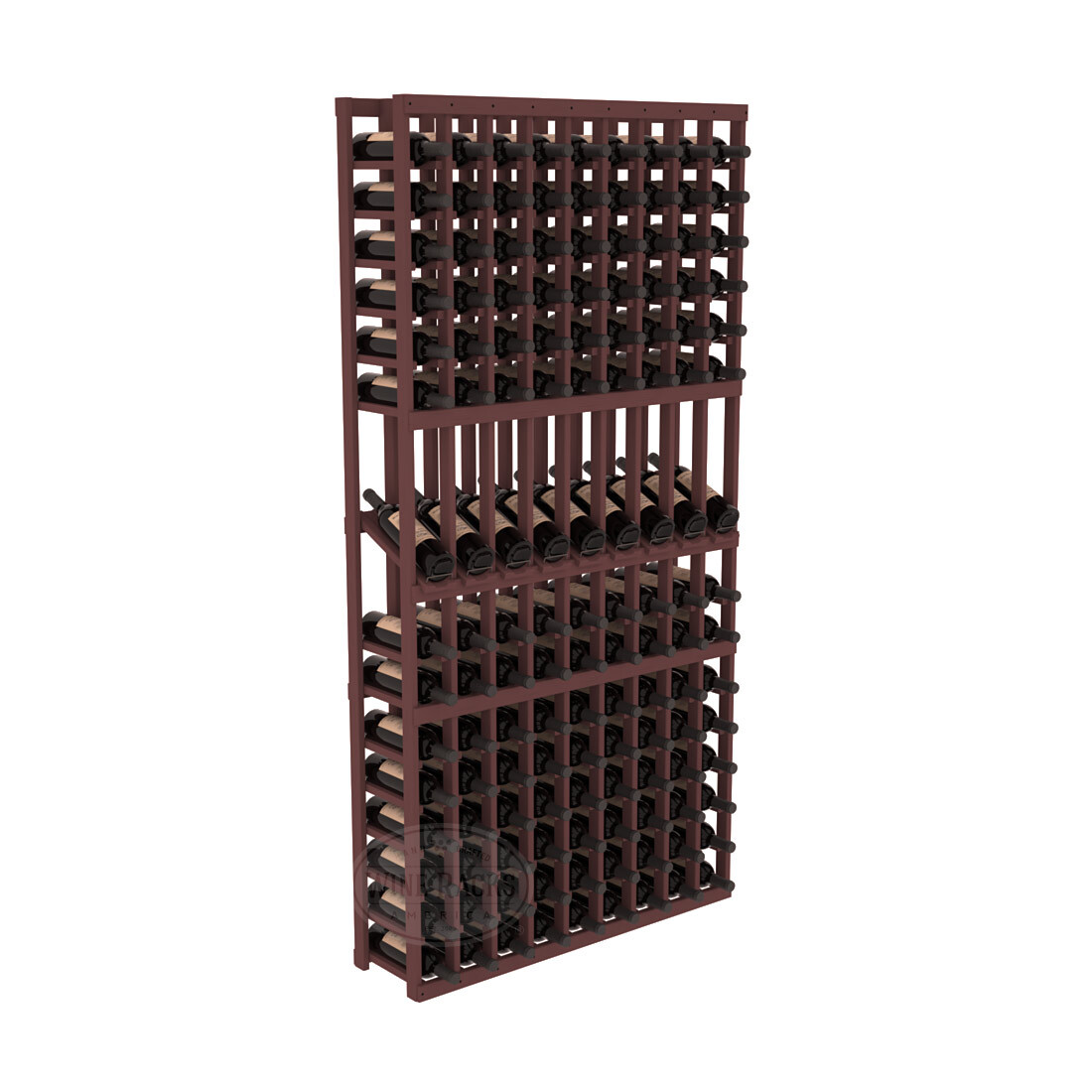 InstaCellar 9 Column Display Row Rack – Ponderosa Pine / Walnut stained