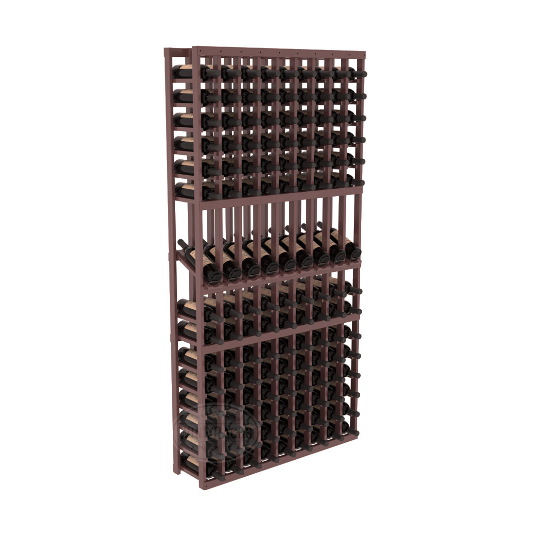 InstaCellar 9 Column Display Row Rack – Ponderosa Pine / Walnut stained