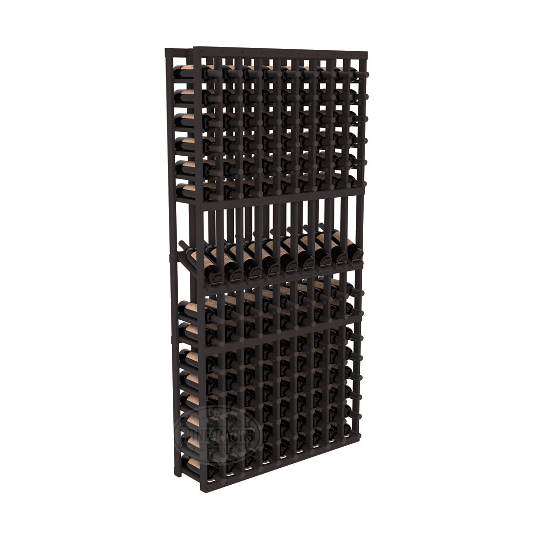 InstaCellar 9 Column Display Row Rack – Ponderosa Pine / Black stained