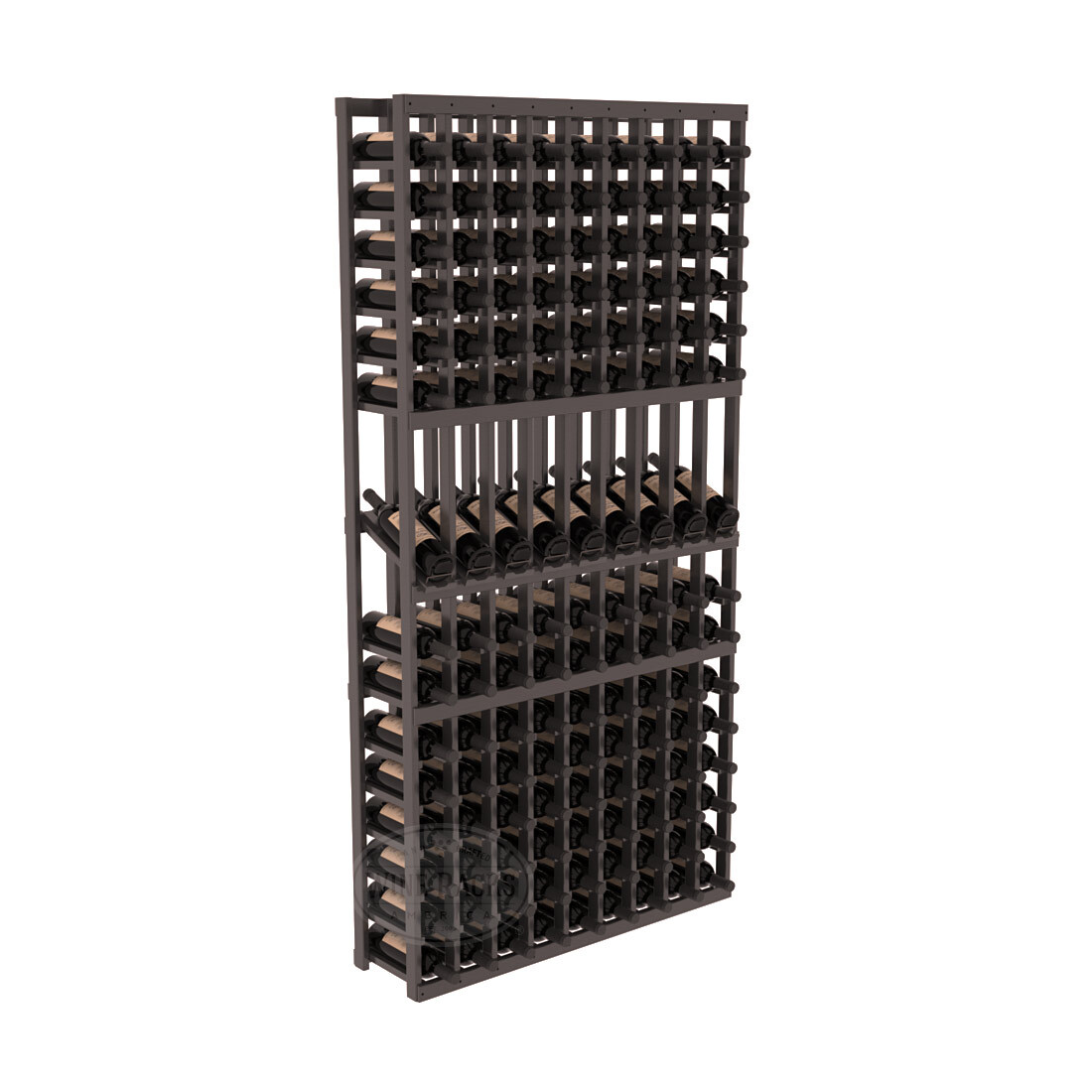 InstaCellar 9 Column Display Row Rack – Ponderosa Pine / Black stained