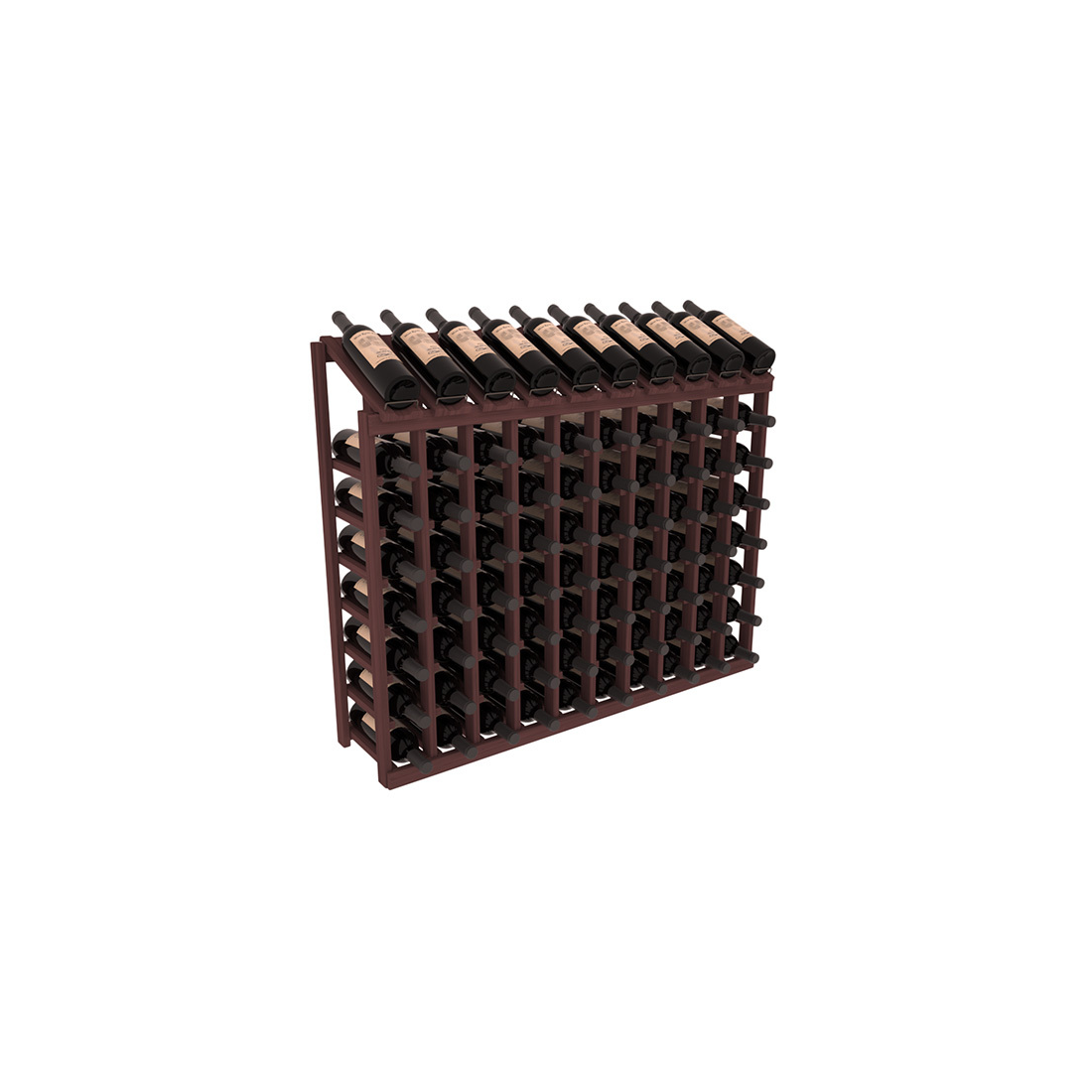 InstaCellar 10 Column, 8R Display Top Rack – Grand Mahogany / Walnut stained