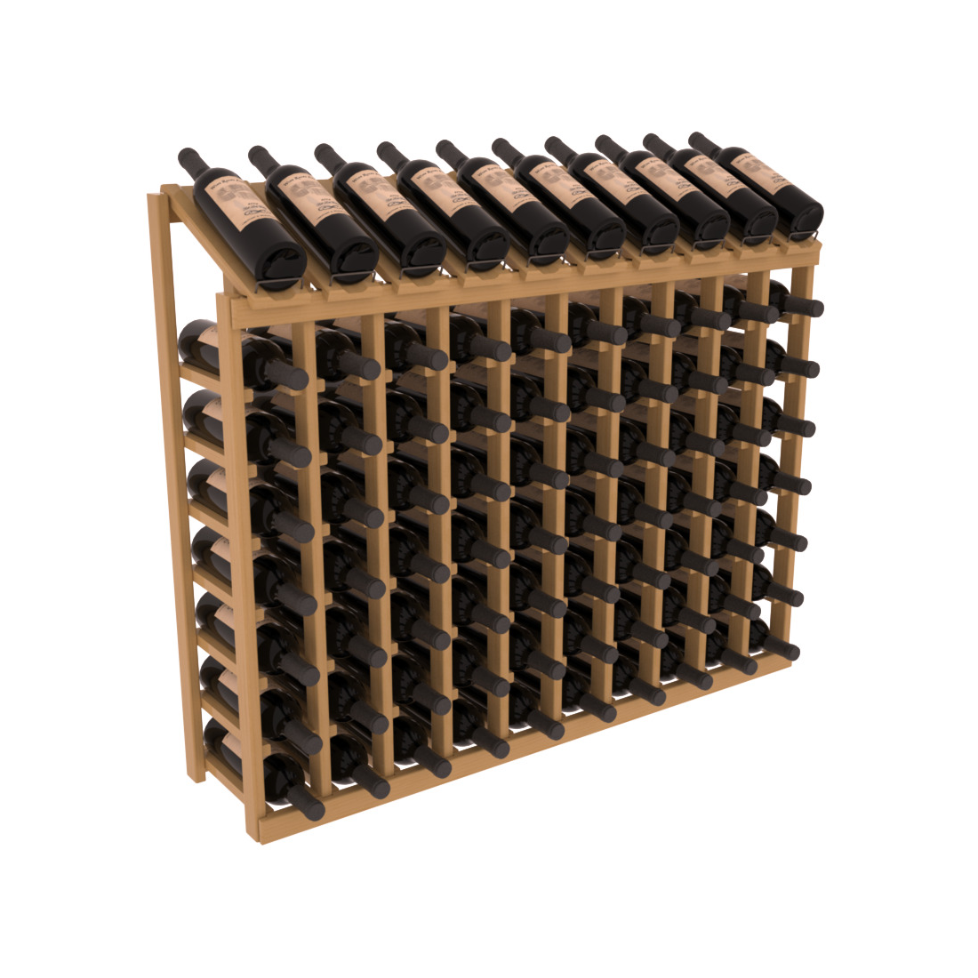 InstaCellar 10 Column, 8R Display Top Rack – Pine / Oak stained