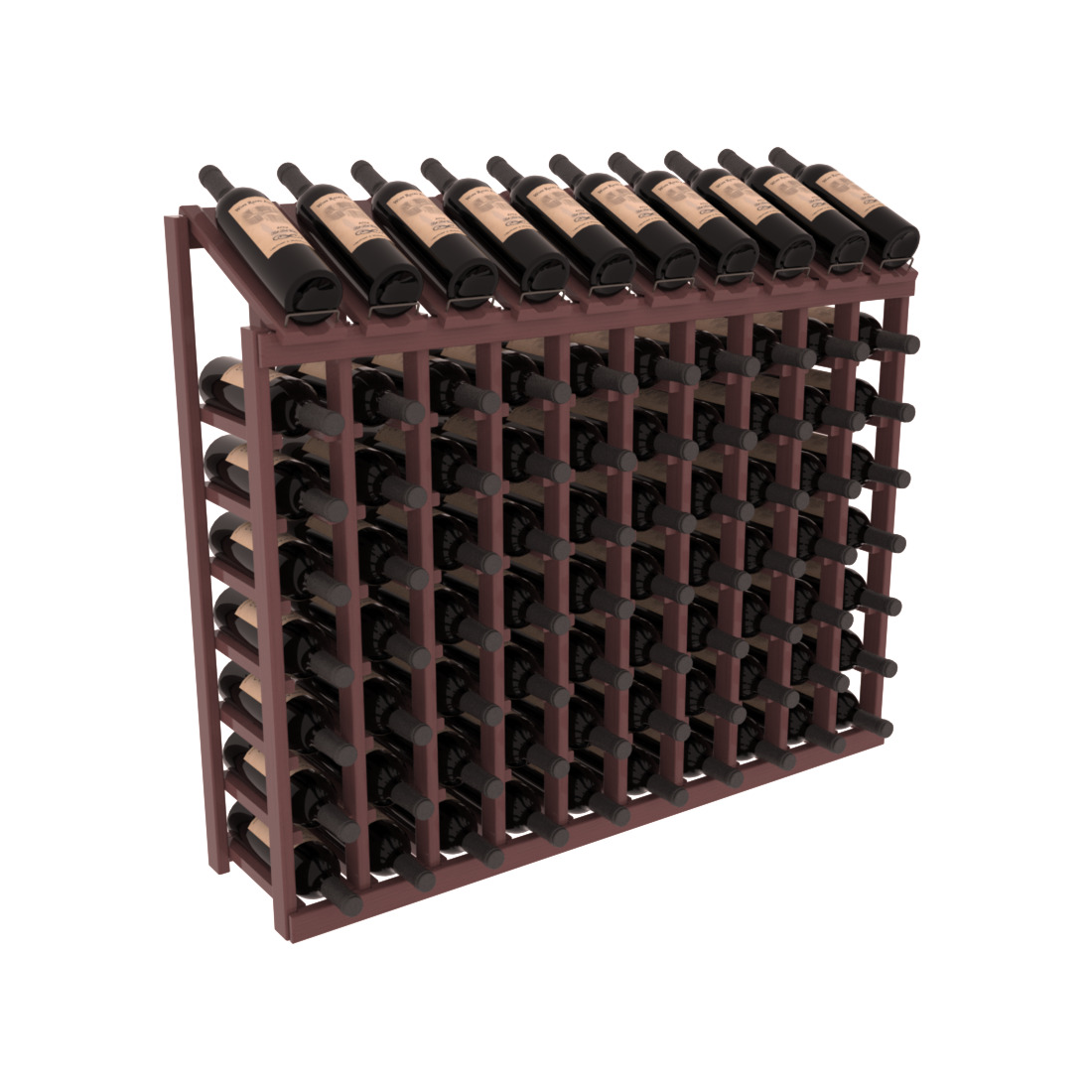 InstaCellar 10 Column, 8R Display Top Rack – Pine / Walnut stained