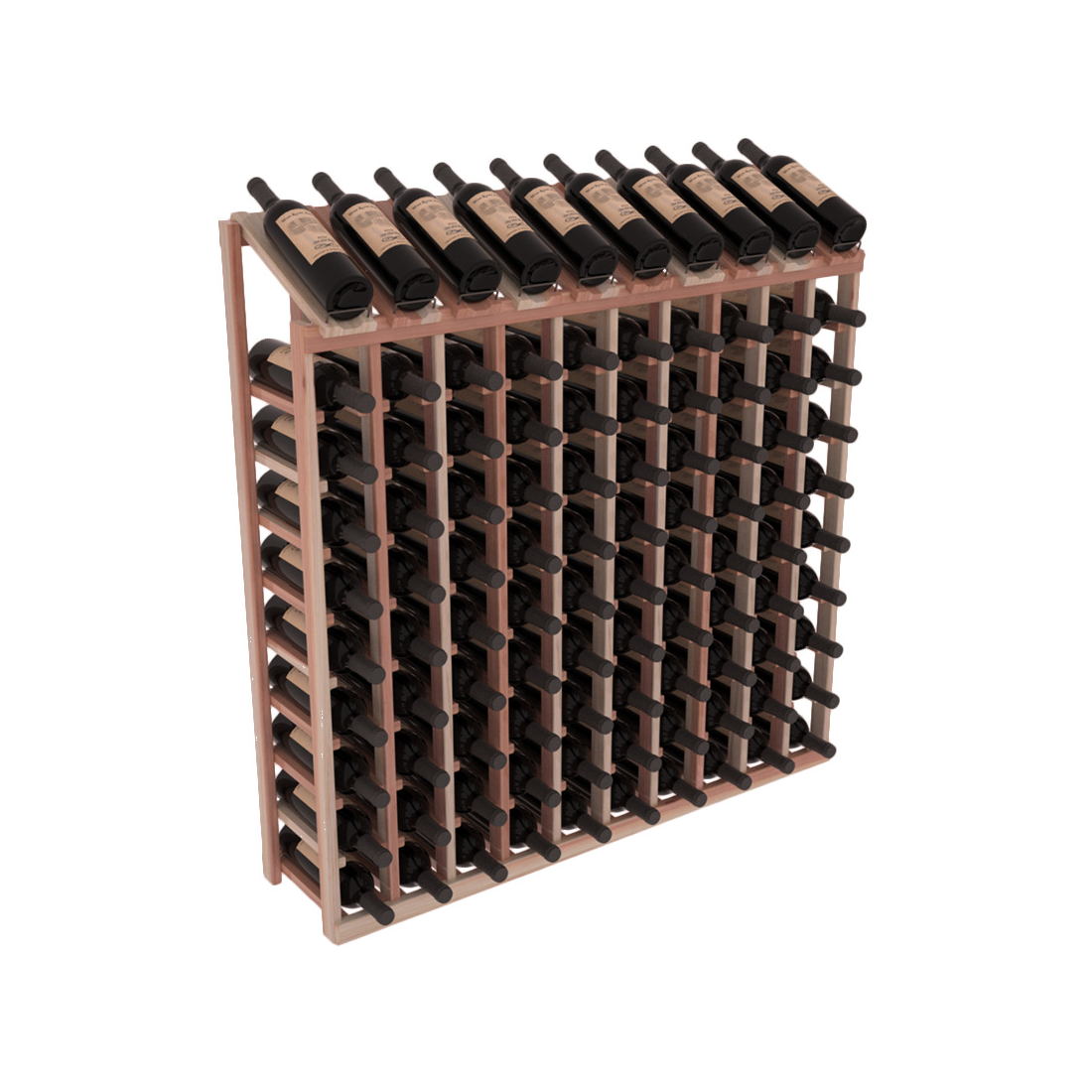 InstaCellar 10 Column, 10R Display Top Rack – Redwood / Oak stained
