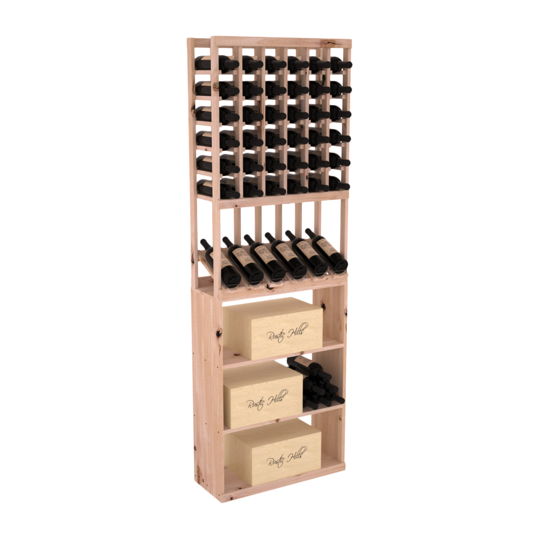 InstaCellar 6 Column High Reveal / Case Bin Combo – Knotty Alder / Unstained
