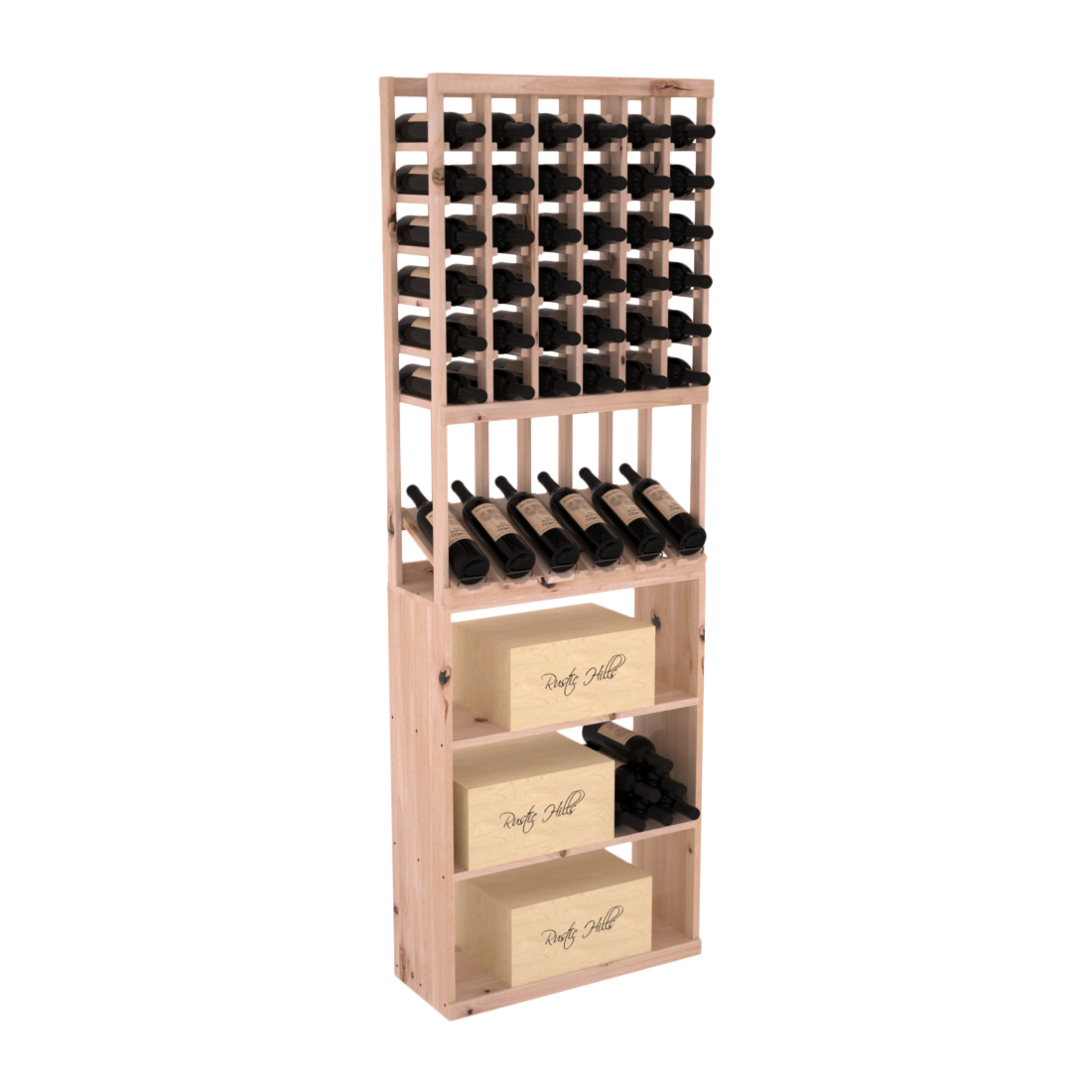 InstaCellar 6 Column High Reveal / Case Bin Combo – Knotty Alder / Unstained
