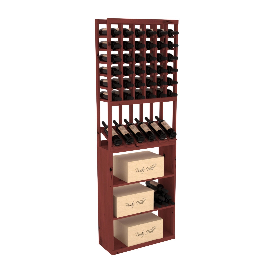 InstaCellar 6 Column High Reveal / Case Bin Combo – Knotty Alder / Cherry stained