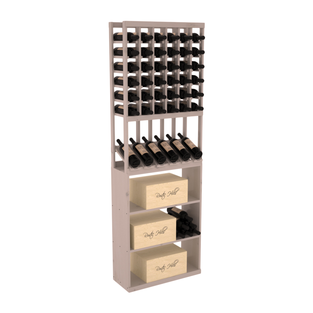InstaCellar 6 Column High Reveal / Case Bin Combo – Knotty Alder / Greywash stained