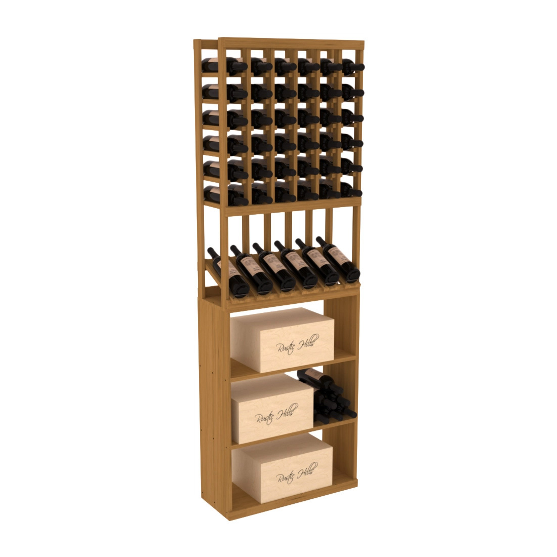 InstaCellar 6 Column High Reveal / Case Bin Combo – Grand Mahogany / Oak stained