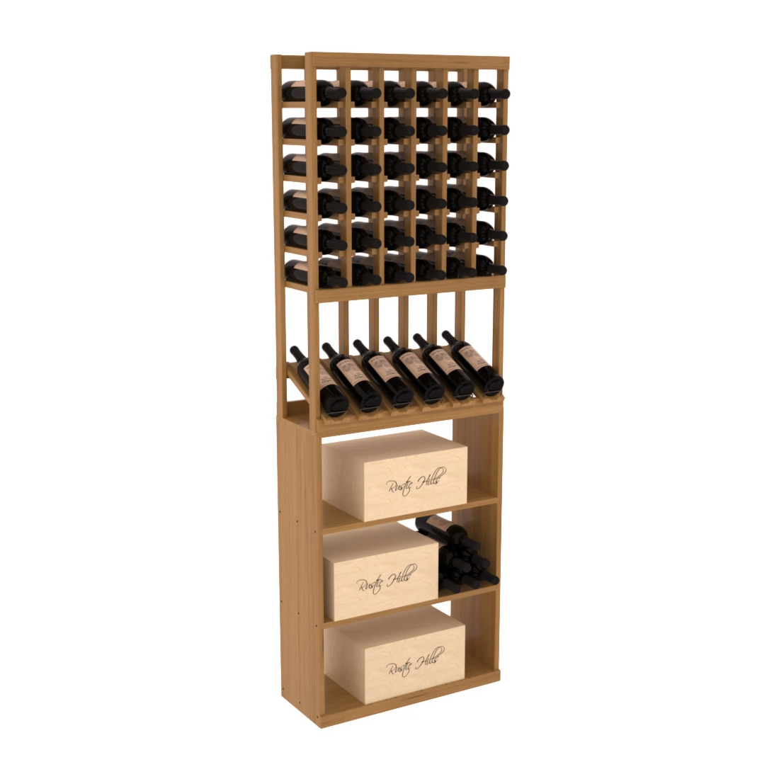 InstaCellar 6 Column High Reveal / Case Bin Combo – Grand Mahogany / Oak stained