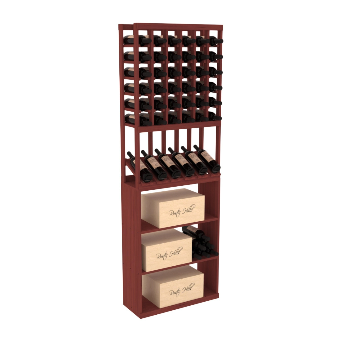 InstaCellar 6 Column High Reveal / Case Bin Combo – Grand Mahogany / Cherry stained