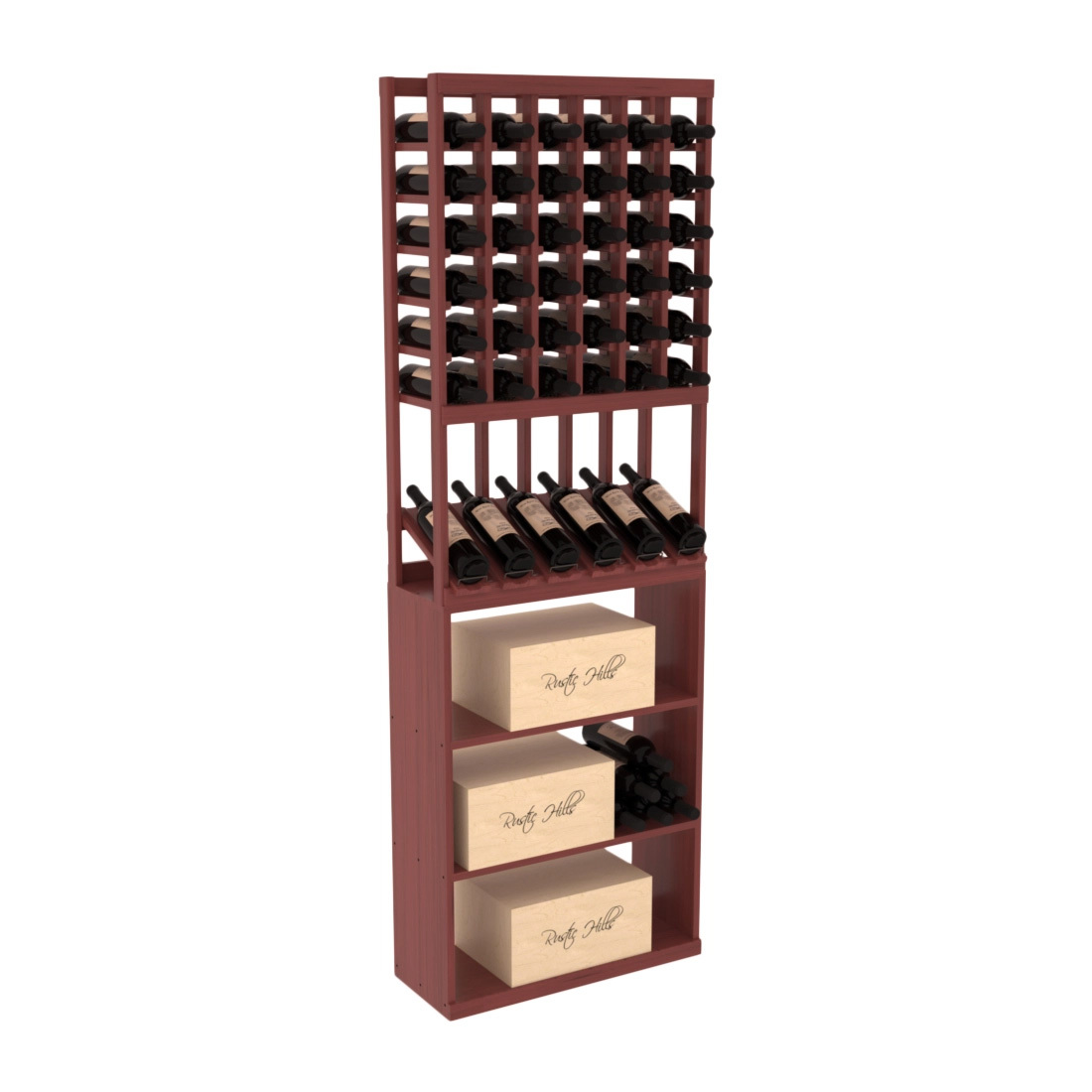 InstaCellar 6 Column High Reveal / Case Bin Combo – Grand Mahogany / Cherry stained