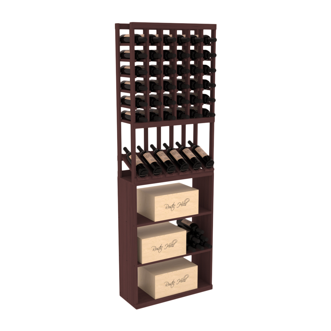 InstaCellar 6 Column High Reveal / Case Bin Combo – Grand Mahogany / Walnut stained