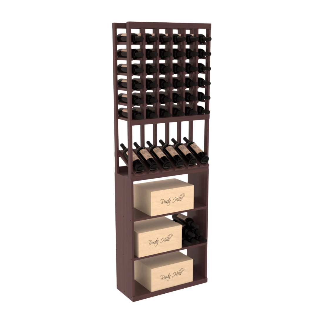 InstaCellar 6 Column High Reveal / Case Bin Combo – Grand Mahogany / Walnut stained