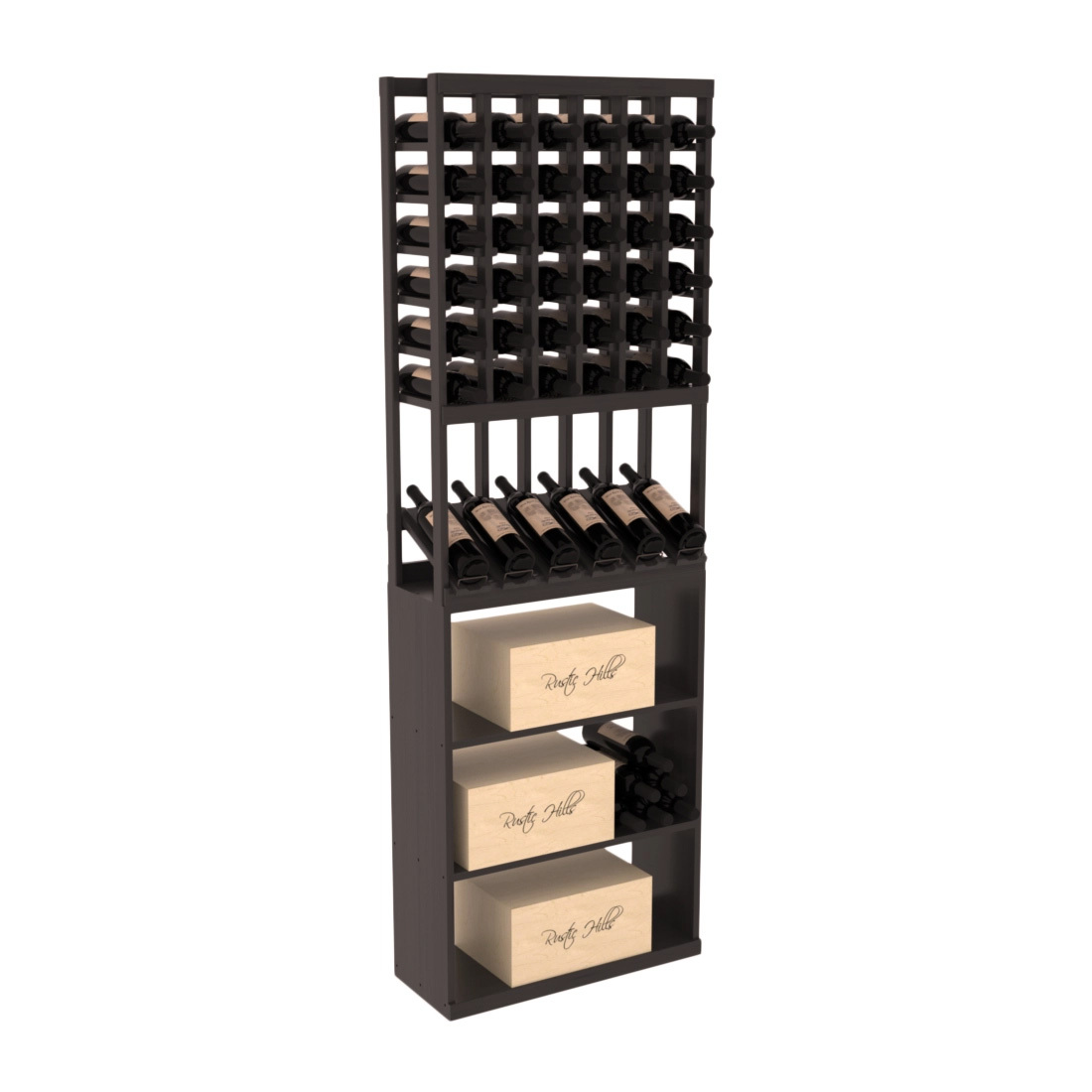 InstaCellar 6 Column High Reveal / Case Bin Combo – Grand Mahogany / Black stained