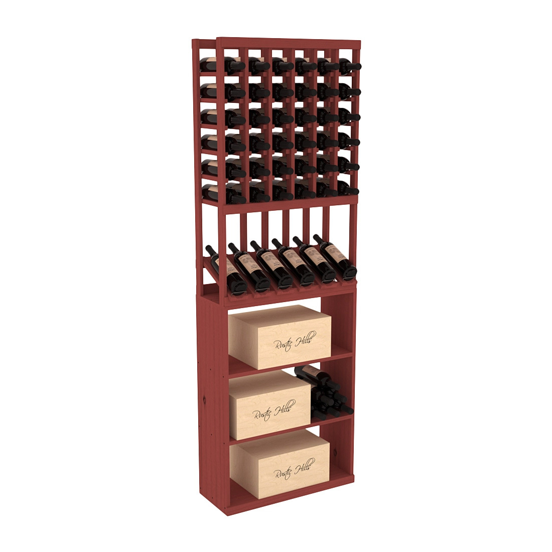 InstaCellar 6 Column High Reveal / Case Bin Combo – Ponderosa Pine / Cherry stained