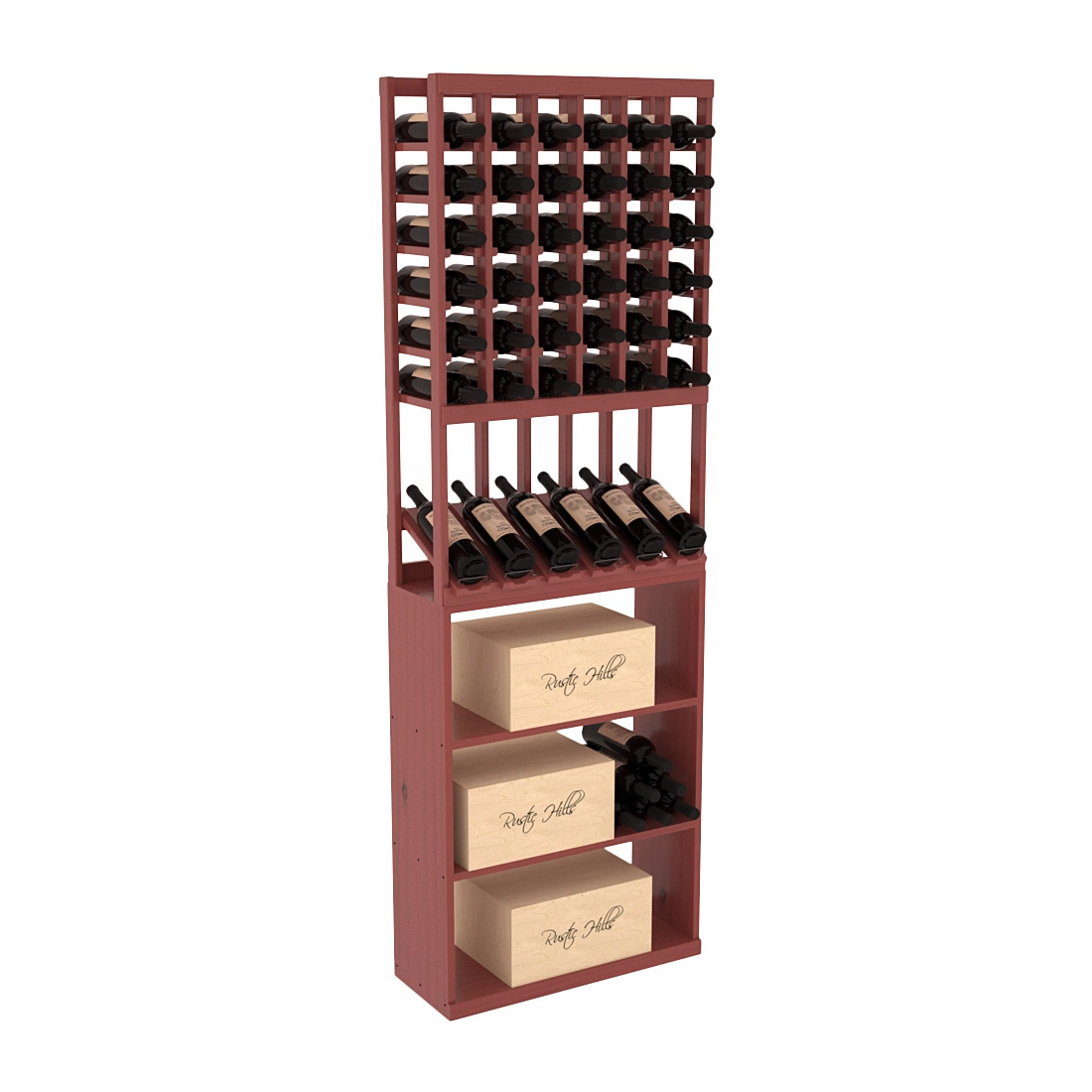 InstaCellar 6 Column High Reveal / Case Bin Combo – Ponderosa Pine / Cherry stained