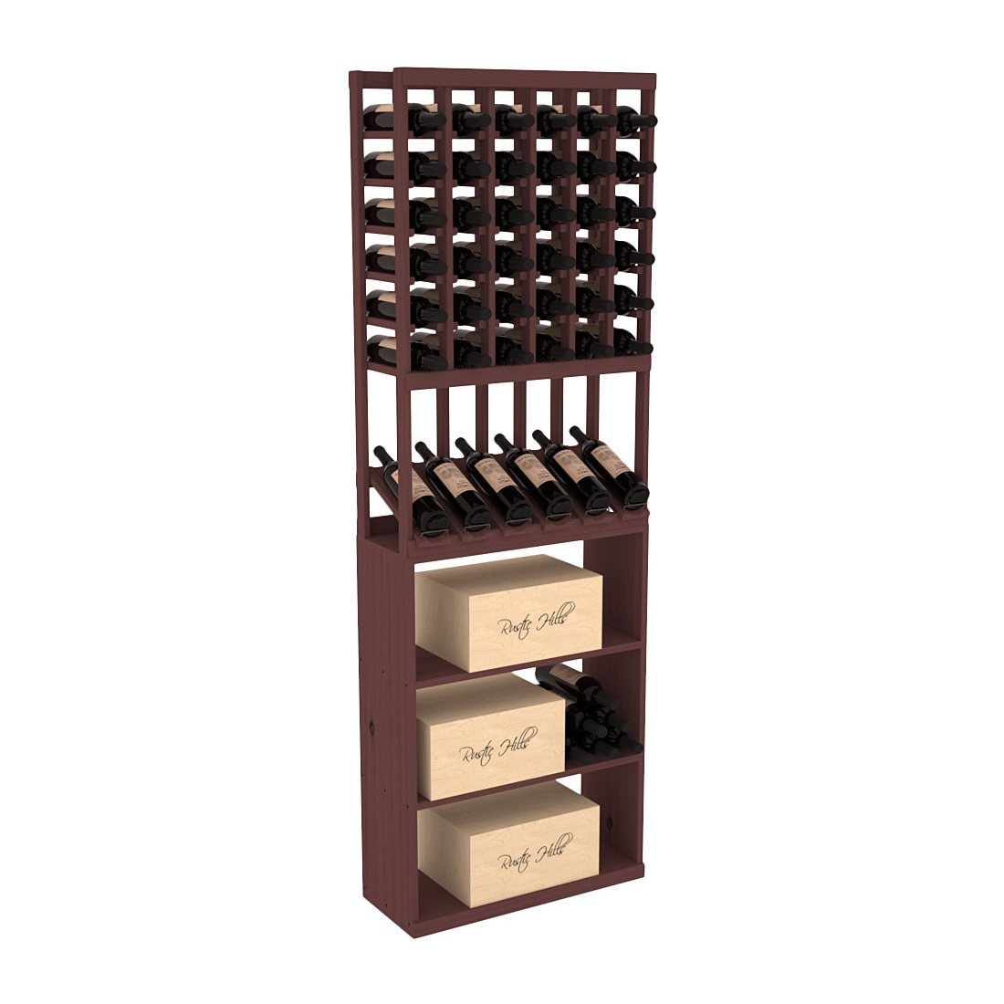 InstaCellar 6 Column High Reveal / Case Bin Combo – Ponderosa Pine / Walnut stained
