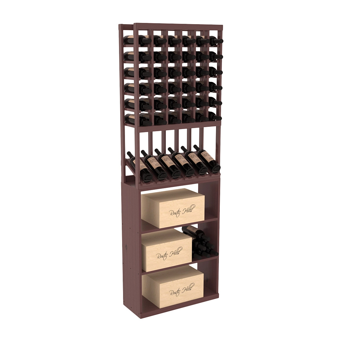 InstaCellar 6 Column High Reveal / Case Bin Combo – Ponderosa Pine / Walnut stained