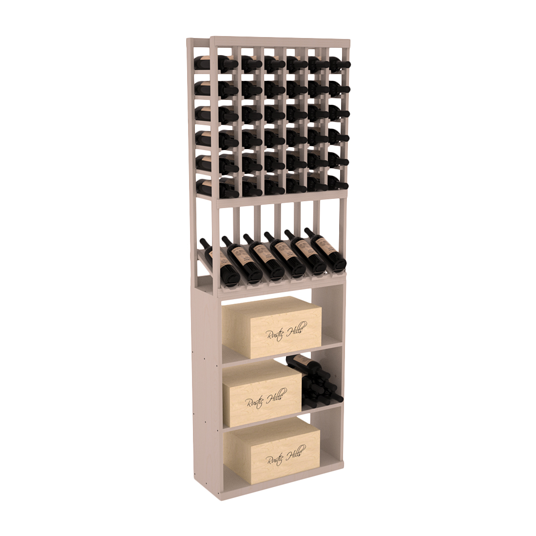 InstaCellar 6 Column High Reveal / Case Bin Combo – Ponderosa Pine / Greywash stained