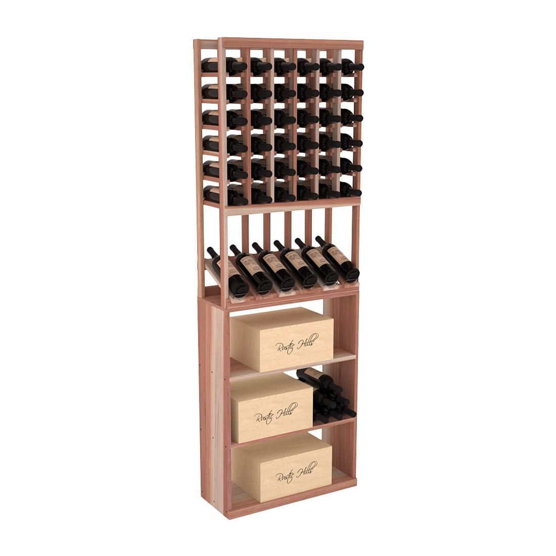 InstaCellar 6 Column High Reveal / Case Bin Combo – Premium Redwood / Unstained