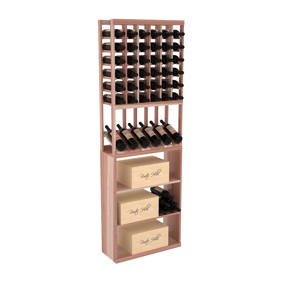 InstaCellar 6 Column High Reveal / Case Bin Combo – Premium Redwood / Unstained