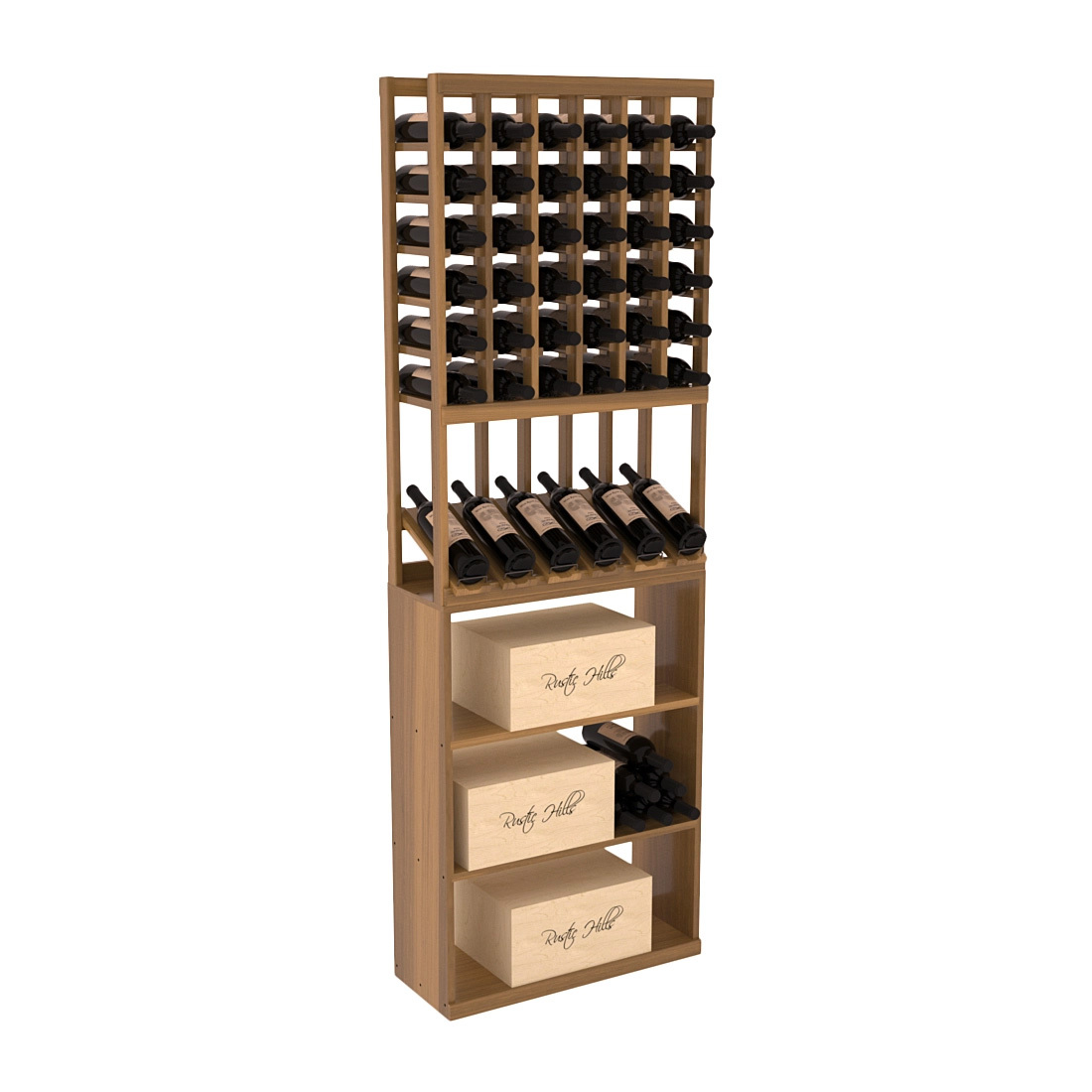 InstaCellar 6 Column High Reveal / Case Bin Combo – Premium Redwood / Oak stained