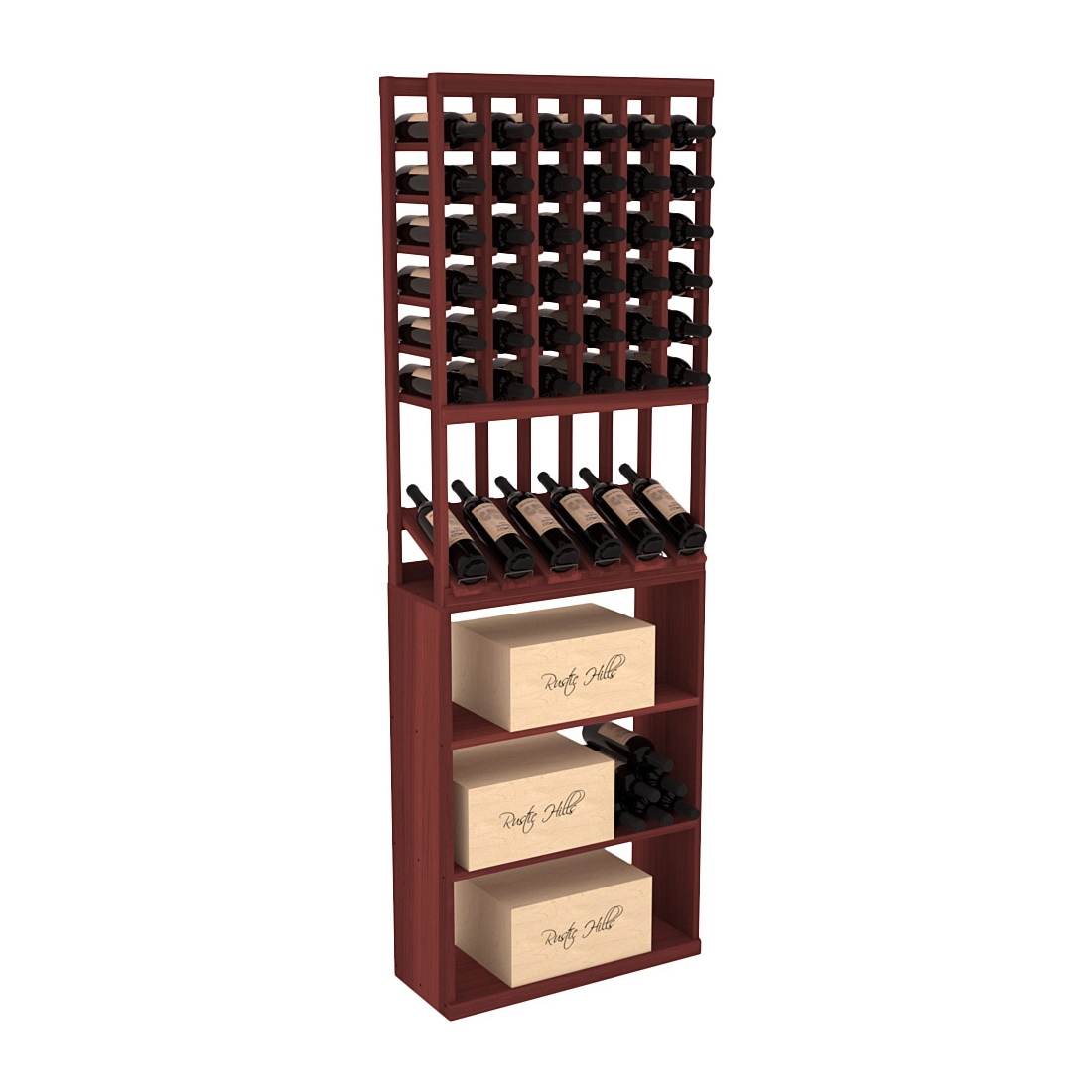 InstaCellar 6 Column High Reveal / Case Bin Combo – Premium Redwood / Cherry stained