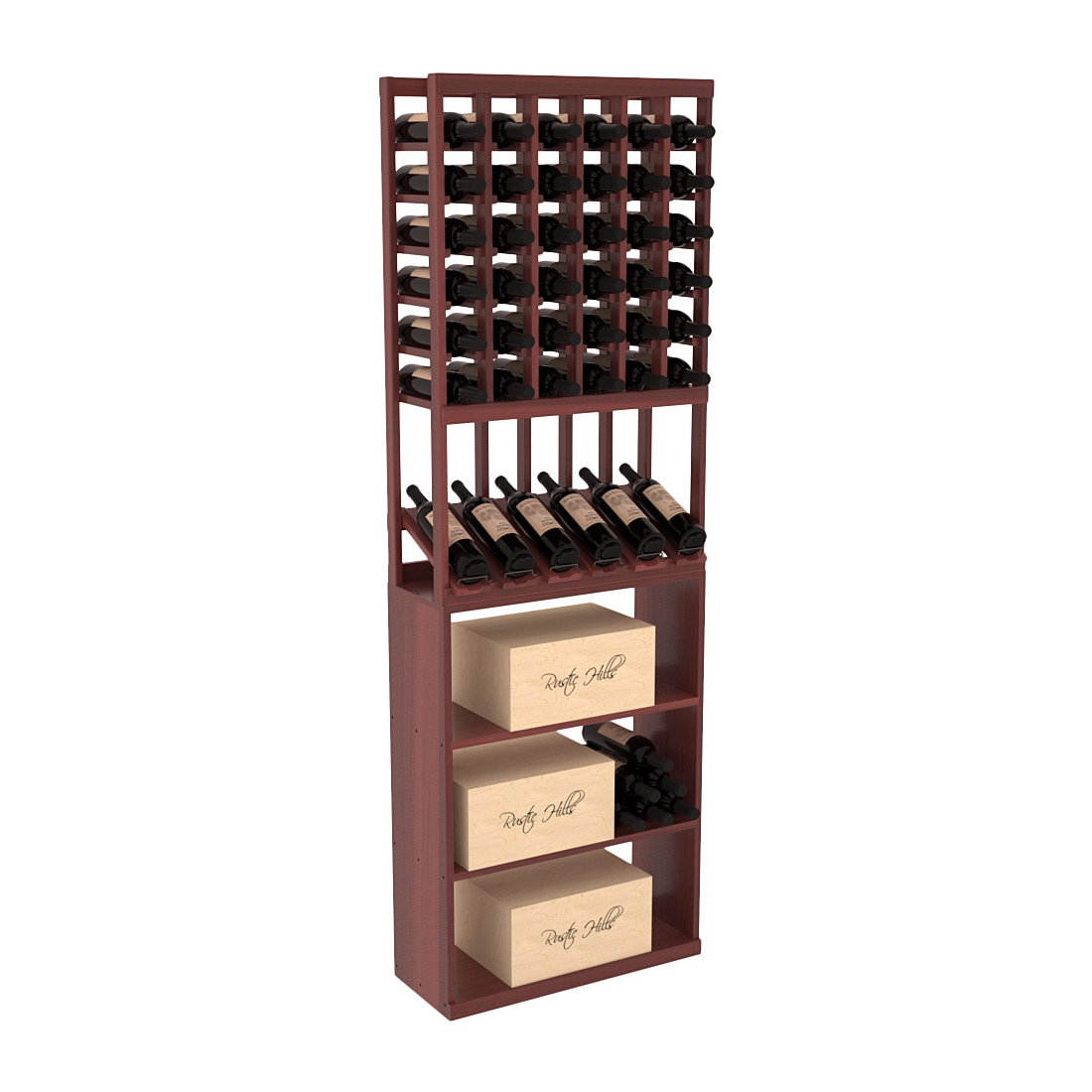 InstaCellar 6 Column High Reveal / Case Bin Combo – Premium Redwood / Cherry stained