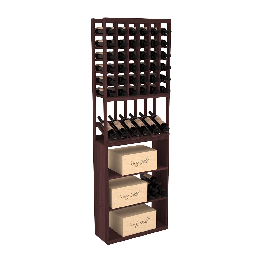 InstaCellar 6 Column High Reveal / Case Bin Combo – Premium Redwood / Walnut stained
