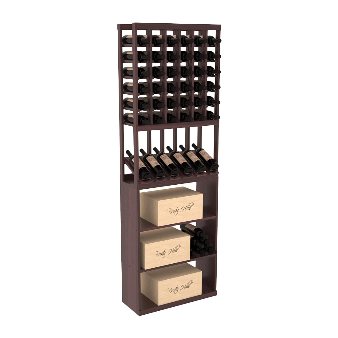 InstaCellar 6 Column High Reveal / Case Bin Combo – Premium Redwood / Walnut stained