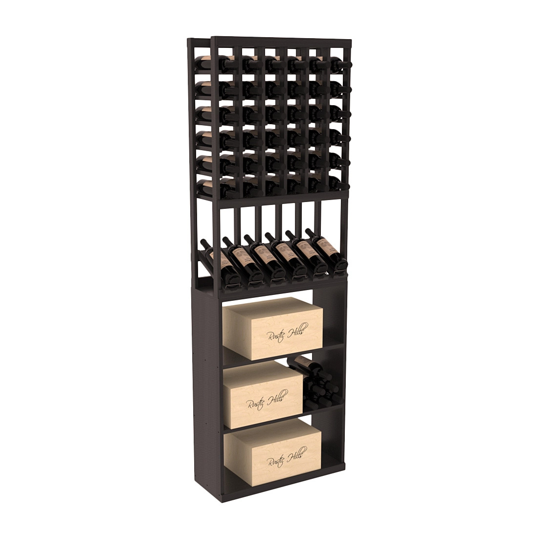 InstaCellar 6 Column High Reveal / Case Bin Combo – Premium Redwood / Black stained